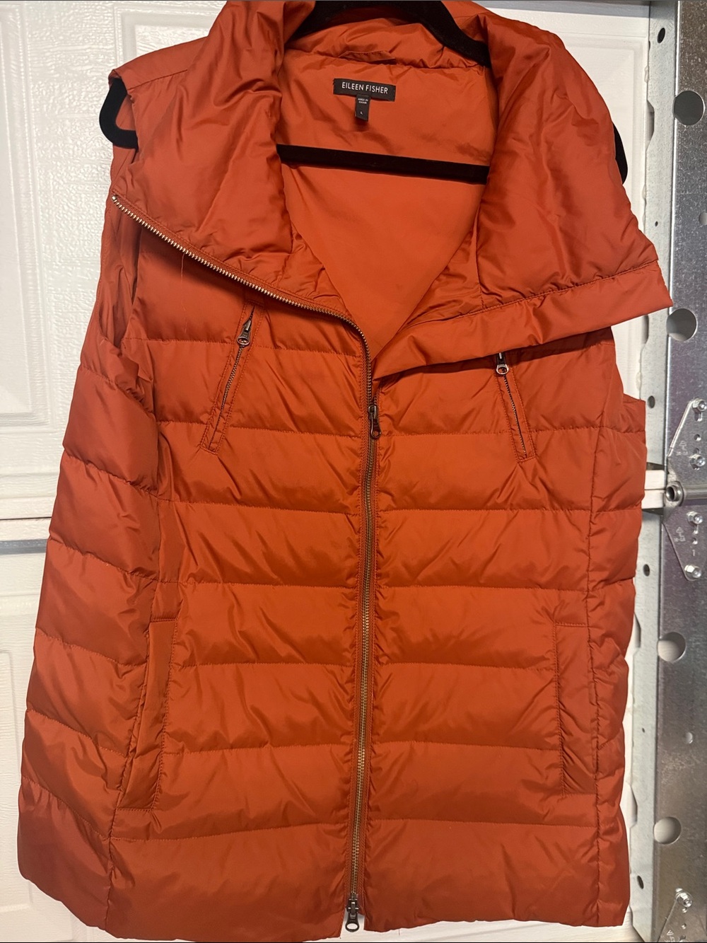 Eileen Fisher Rust Orange Quilted Puffer Vest